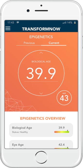 blood test results - epigenetics app display